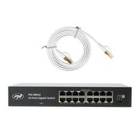PNI SW016 Switch Package, 16 x 10/100/1000Mbps, Gigabit, metal case and 1.5m CAT8 patch PNI U8015W