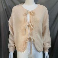Fashion Autumn and Winter Round Neck Long Sleeve Sweater Cardigan Women Pink Lace-up Vintage Women's Sweaters Elegant Casual Lady Cardigans Tops 25338 S abrikosas