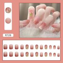 24 Pieces Simple and Sweet Gradual Change Tulip Flowers Wear Short Nail Spring New Nail Piece Removable Nail Piece
