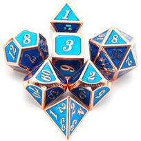 Metal DND Dice Set Heavy D&D Dice for Dungeons and Dragons Pathfinder Roleplaying Table Games-Enamel Dice Copper Blue mėlyna/varis