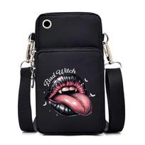 Bad Witch Sexy Lips Print Small Crossbody Bags Women Halloween Spooky Season Mini Mobile Phone Bag Teen Gothic Purses Handbags