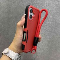 Prabangus hibridinis buferis šarvuotas apyrankės dirželis dirželis telefono dėklas iPhone 16 11 12 13 14 15 Pro Max XS X XR atsparus smūgiams dangtelis For iPhone 16&Case & Strap raudona