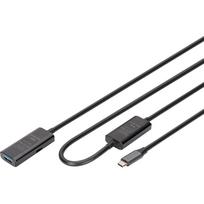 Digitus Active USB 3.2 Gen 1 extension cable, USB-C male > USB-A female (black, 10 meters, repeater cable)
