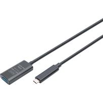 Digitus Active USB 3.2 Gen 2 extension cable, USB-C male > USB-A female (black, 5 meters, repeater cable)