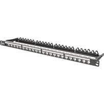 Digitus Modular High Density Patch Panel, 24-Port, Rack Mount (black, 0.5 U, for Keystone Modules, with Labeling Field)