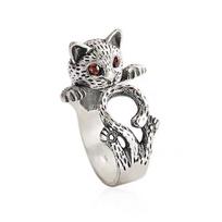 Trendy Thai Silver Lucky Cat Ring: Adjustable, Retro, Unisex. Adjustable Open Size