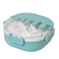 Bento pietų dėžutė vaikams, suaugusiems, 3 skyrių, plastikinė, miela, su ledų, pietų, užkandžių konteineriais, su Green white