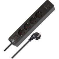 Brennenstuhl Ecolor 4-way power strip with 2x USB-C, 1x USB-A (black/anthracite, 1.5 meter cable, with safety switch)