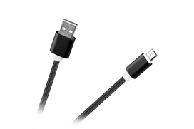 Planšetdatori ir planšetinių kompiuterių priedai // USB Kabeliai // Kabel USB - micro USB M-Life nylon czarny 1m