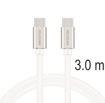 Swissten Textile Universal Quick Charge 3.1 USB-C / USB-C Data and Charging Cable 3m silver