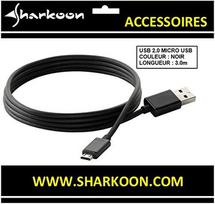 Sharkoon USB 2.0 Type-A to Micro-USB Type-B Cable, Black, 3 m