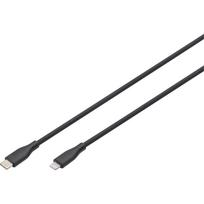 Digitus USB 2.0 silicone cable USB-C > Lightning, MFI certified (black, 1 meter, PD 2.0, charging with up to 60 watts)