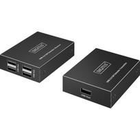 Digitus USB 2.0 CAT extender set, 480Mbps, 150 meters (black, transmitter unit + receiver unit, 4 port USB-A)
