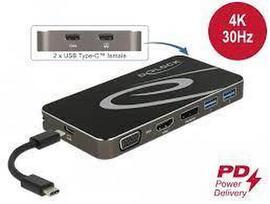 DeLOCK USB Type-C 3.2 docking station (black, 4K HDMI + DP, VGA, USB hub and PD 3.0)