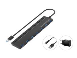 Conceptronic HUBBIES19BP 7-Port USB 3.2 Gen 1 Hub with 5.0V/3.0A Power Adapter, USB-A to 7 x USB-A, 5Gbps SuperSpeed, 90cm Cable