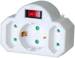 Brennenstuhl 2+1-Way Euro Plug Adapter with On/Off Switch