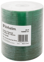 Blank CD-R Verbatim 700MB 1x-52X No ID Thermal Printable 100 Pack Wrap Spindle