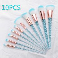 10 vnt Unicorn Crystal makiažo šepetėlių rinkinys Beaut Cosmetic Brush Tool mėlyna