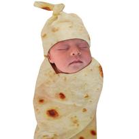 Burrito Kūdikio Antklodė Miltinė Tortilija Apklotas Miego Apklotas Su Kepure smėlis