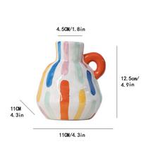 Colorful Cartoon Ceramic Vase Cute Teapot Handmade Porcelain Bottle Flower Vase Flowerpot Home Decoration Accessories