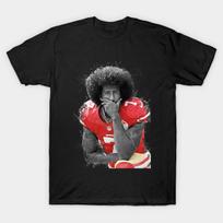 Men Black Print T-shirt Colin Kaepernick No-Cut Transfer Paper Print Cotton Tshirt L juoda