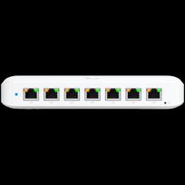 Ubiquiti USW-Ultra-210W-EU compact, Layer 2, 8-port GbE PoE switch with versatile mounting options, 7x GbE PoE+ output ports, GbE port with optional PoE++ input, 202W PoE availability with the included AC power adapter