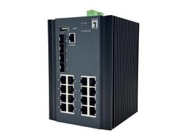 LevelOne 20-Port L2 Plus Managed Gigabit Industrial Switch, 16x 1GbE RJ45, 4x 1/2.5GbE SFP, DIN-Rail, -40°C to 80°C