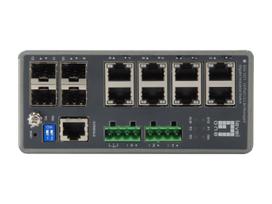 LevelOne TURING 12-Port L3 Lite Managed Gigabit Industrial Switch, 4 x SFP, DIN-Rail, -40°C to 75°C