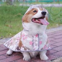 Pet Flower Raincoat,Dog Japanese Raincoat Pet Jacket Dog Transparent Raincoat With Collar Hole Adjustable Buckle For Small Medium Large Dog( S