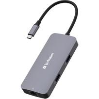 Verbatim USB-C Pro multiport hub CMH-05, 5 port, docking station (grey, HDMI, RJ-45, 2x USB-A, USB-C PD)