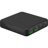 goobay USB-C multiport desktop charger, PD, GaN, 65 watts, black, 2x USB-C, 2x USB-A, Power Delivery, QuickCharge 3.0