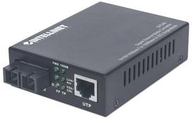 Intellinet Gigabit Ethernet Single Mode Media Converter, 10/100/1000Base-T to 1000Base-Lx (SC) Single-Mode, 20km (Euro 2-pin plug)