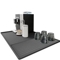 Espresso Machine Mat Silicone Coffee Bar Pad With Raised Edges Coffee Bar Accessories Multifunctional Bar Mat Dish Drying Mat M mėlyna