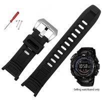 Silikoninė guminė laikrodžio apyrankė Casio 3206 3135 PRG-130Y PRW-1500 PRW-1500Y Speciali apyrankė PROTREK 26*18mm Vyriškos laikrodžio apyrankės Apyrankė 26mm-18mm black