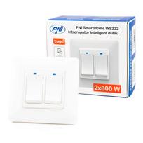 PNI SmartHome WS222 Dual Light Switch for Internet Light Control with Tuya Smart App, Amazon Alexa and Google Home compatible