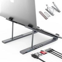 USB-C 7-in-1 Hub and Foldable Laptop Stand Riff M48-V2 — HDMI 4K, USB-A, TF & SD, USB-C PD