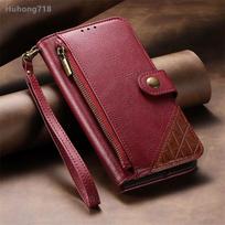 For Samsung Galaxy A04 A04S A13 A14 A22 A22S A23 A32 A33 A34 A52 A52S A53 A72 4G 5G Wallet Case Flip Leather Cover Zipper Coin Pocket Soft  Full Body Galaxy A22S 5G raudona
