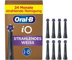 Braun Oral-B iO Radiant White 8-pack, black brush heads, for a brightening clean