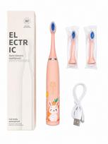 Dantų šepetėlis iLike  Kids Rechargeable Sonic Electric Toothbrush, USB Charging, 3 Brush Heads (1+2 Replacement Heads), Soft Bristles, Waterproof, Bunny Design, Pink Pink