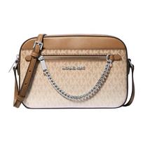 MICHAEL KORS Jet Set Item Silver Hardware Artificial Leather Shoulder Bag Large Women's Camel and White sidabras