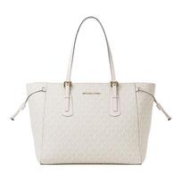 MICHAEL KORS Voyager signature monogram printed gold hardware coated canvas and polyester tote bag shoulder bag large women's off-white auksas