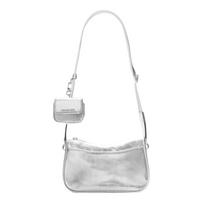 MICHAEL KORS Jet Set Silver Metal Detail Zipper Closure Leather Hand Shoulder Bag Regular Women's Silver sidabras