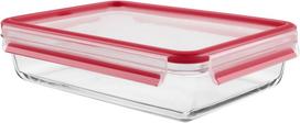 Emsa CLIP & CLOSE glass food storage container 2.0 liters (transparent/red, rectangular)