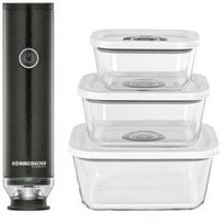 Rommelsbacher hand-held vacuum sealer starter set VAC 253/S anthracite, battery operated, with 3 glass containers