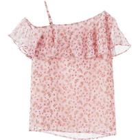 Betu Women's Off-Shoulder Ruffle Chiffon Blouse M rožinė