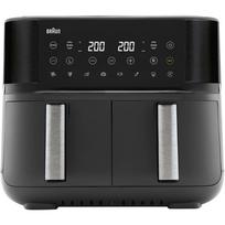 Braun Houshold hot air fryer TwinCook 3, TD 3030I (black (matt), 2,850 watts, 2 baskets 4 liters each)