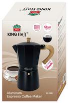 Kavos virimo aparatai ir kava // Kavos virimo aparatai // Zaparzacz do kawy espresso, aluminium, 6 filiżanek , czarny/drewnopodobny, kinghoff, kh-1888