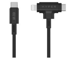 Hyper | HyperJuice Silicone USB-C to USB-C and Lightning Hybrid 60W Cable | HJ4010BKGL