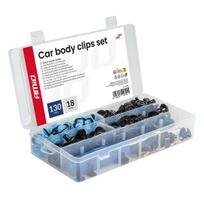 Automobilių ir motociklų prekės, elektronika, navigacija, CB radijas // Prekės automobiliams, motociklams, motoroleriams // Zestaw spinek i kołków samochodowych mały z narzędziami 148szt. amio-04741