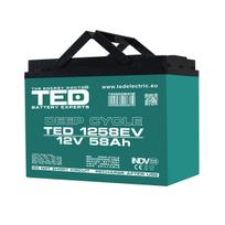12V 58Ah giluminio iškrovimo gelinis akumuliatorius | 224 x 135 x 175 mm | TED